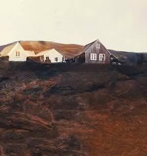 Old buildings above Vik